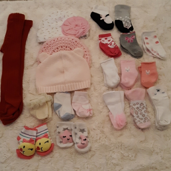 Old Navy Other - Baby girl bundle hats socks tights 0-6m